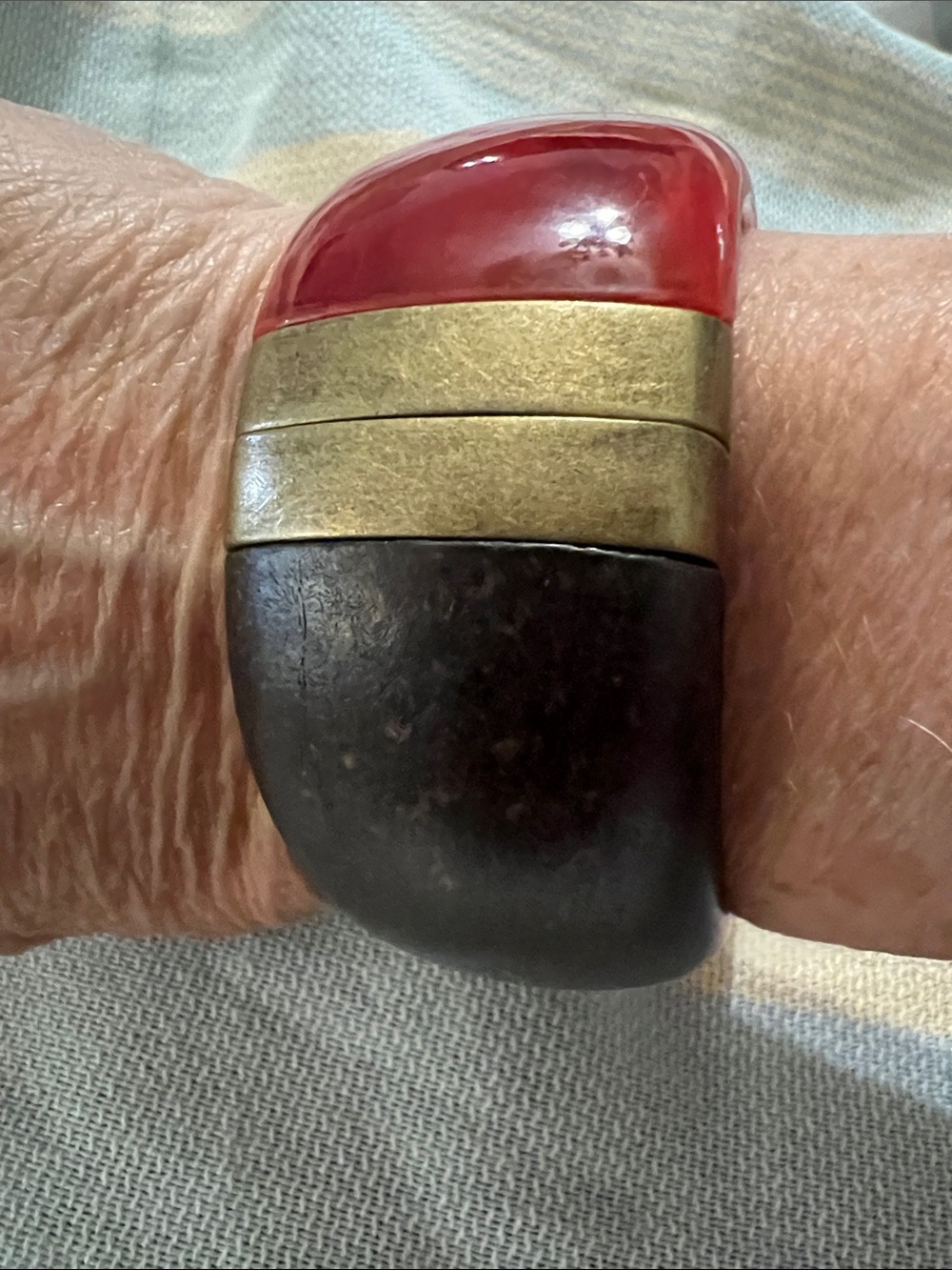 3/$18 Bold Red and Brown Bangle Bracelet  Lot 6031